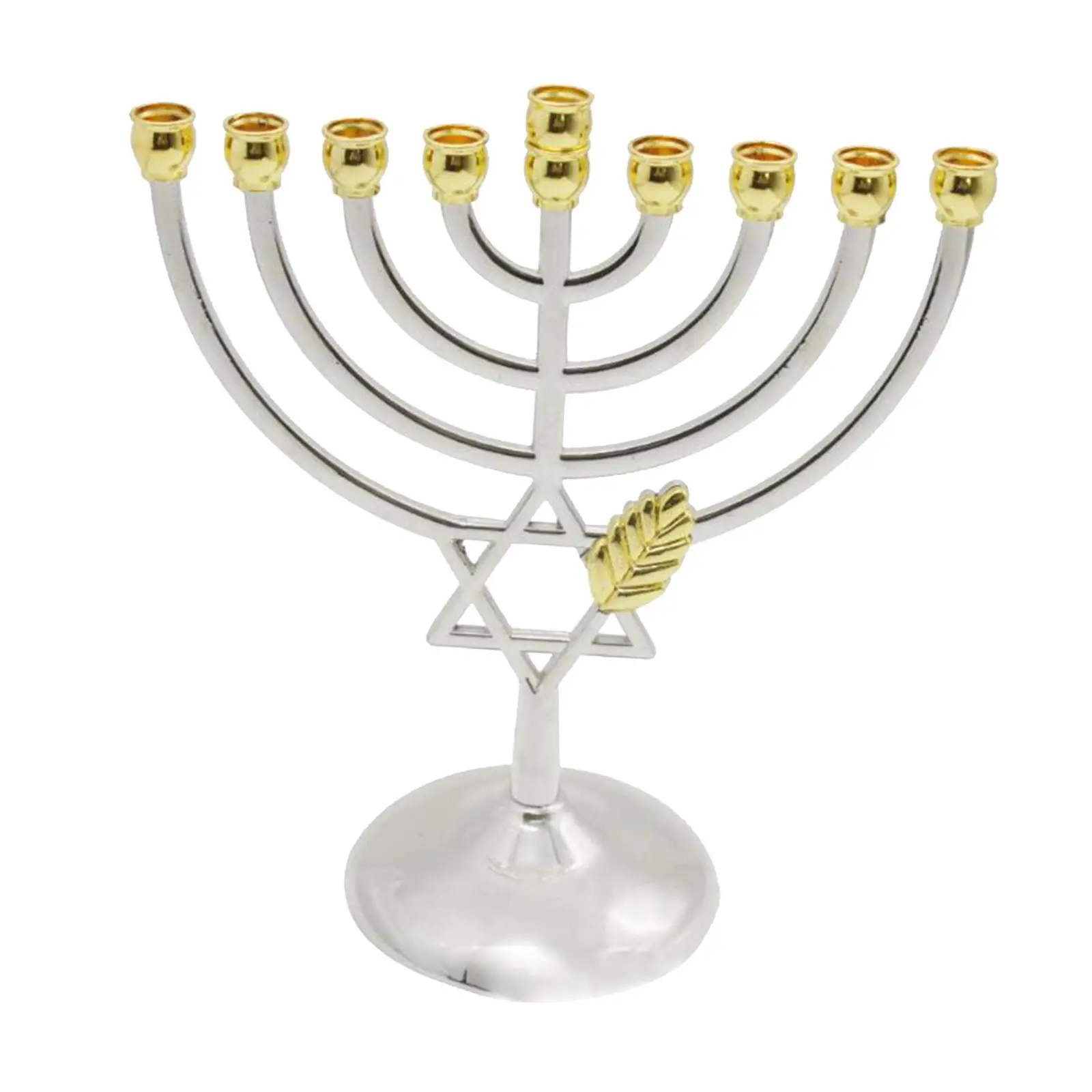 Menorah Style Metal Candle Holder Gray Taper Candlestick Stand for Hanukkah Party Hotel Photo Prop