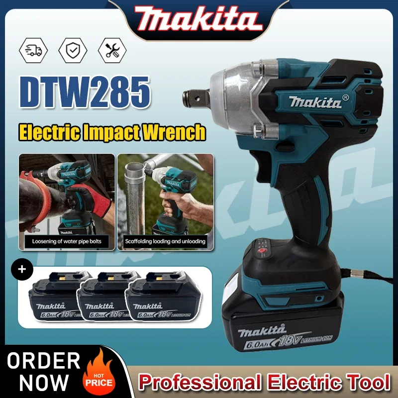

Makita DTW285 18V Brushless Electric Screwdriver 280N.m 1/2" Socket Rechargeable Drill Driver Compatible with Makita 18V Battery