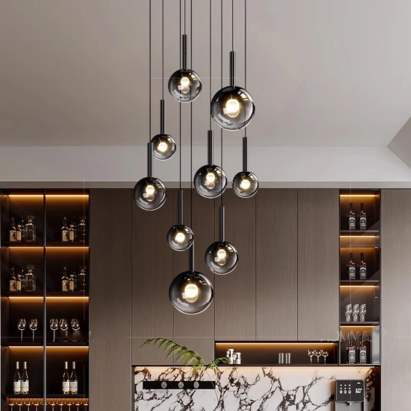 

Modern teardrop glass ceiling pendant light for stairs, attic Height adjustable, APP dimmable for home décor
