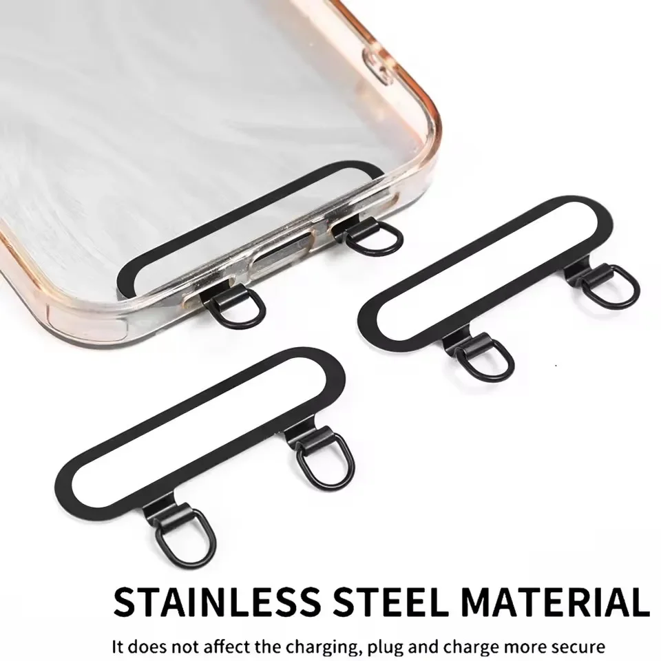 4/1Pcs Ultra Thin Metal Lanyard Patch For iPhone 16 15 14 13 Dual Hole Phone Case Hanging Card Stainless Steel Connector Gasket view 4