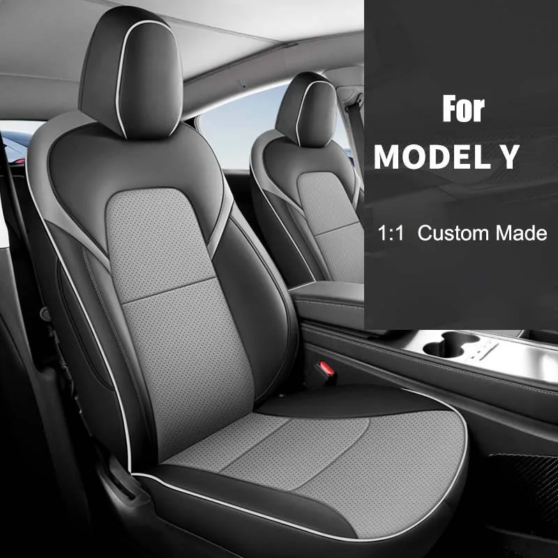 Coprisedile per auto specifico personalizzato per Tesla Model Y completamente coperto con set completo anteriore e posteriore 5 posti in lino e