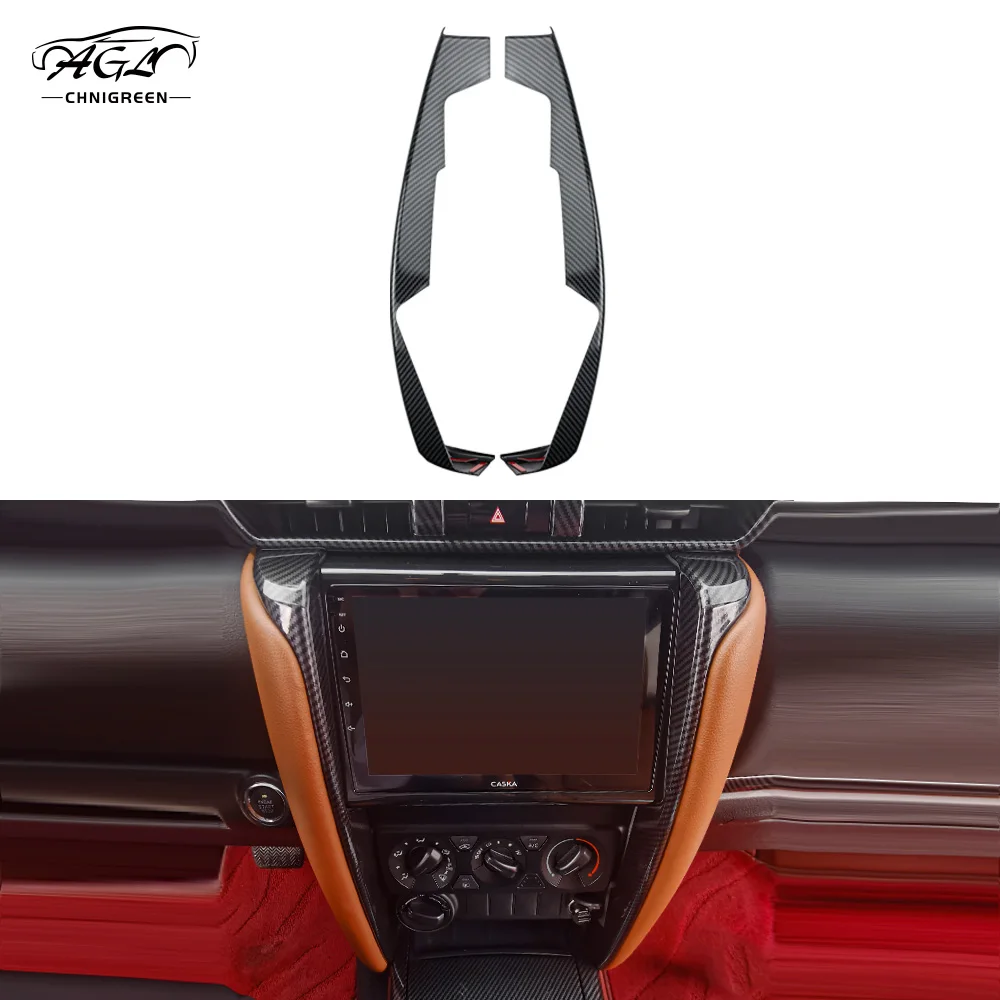 2pcs ABS Carbon Fiber Color Interior Center Console Decorative Trim for Toyota Fortuner 2016 2017 2018 2019 2020 2021 2022