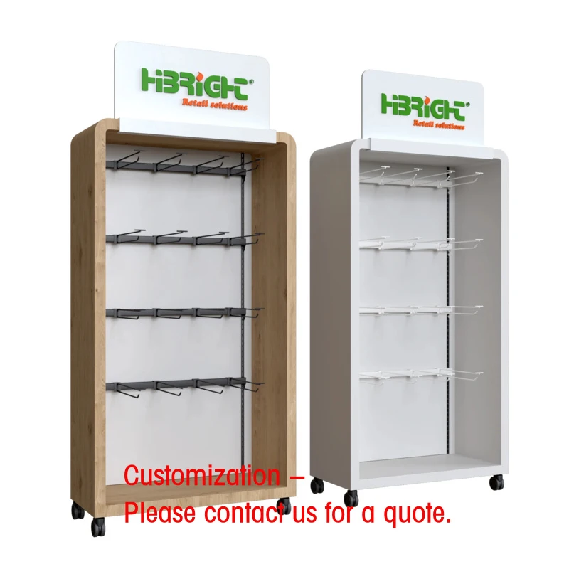 custom.Optional Layer Board Durable Metal Display Cabinet with Hooks Customizable and Removable Supermarket Rack