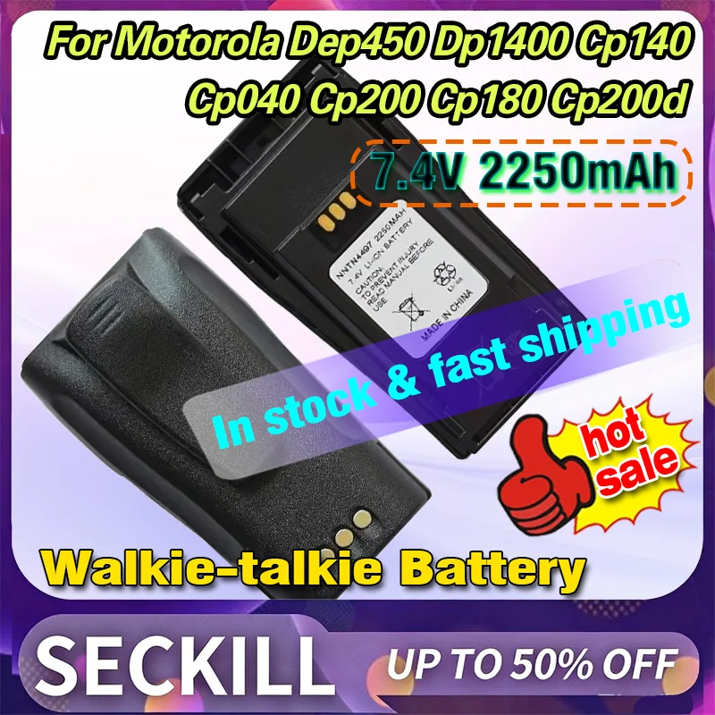 2250mAh 7.4V NNTN4497 Replacement Battery for Motorola Dep450 Dp1400 Cp140 Cp040 Cp200 Cp180 Cp200d Walkie Talkie Batteries