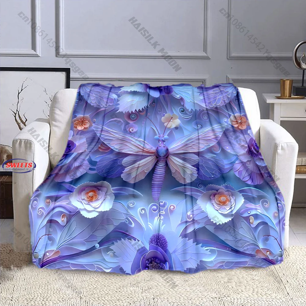 

"Purple Floral Butterfly Cozy Blanket" Multiple sizes kid's and adults' bedroom living room sofa decor blanket,Exquisite gift
