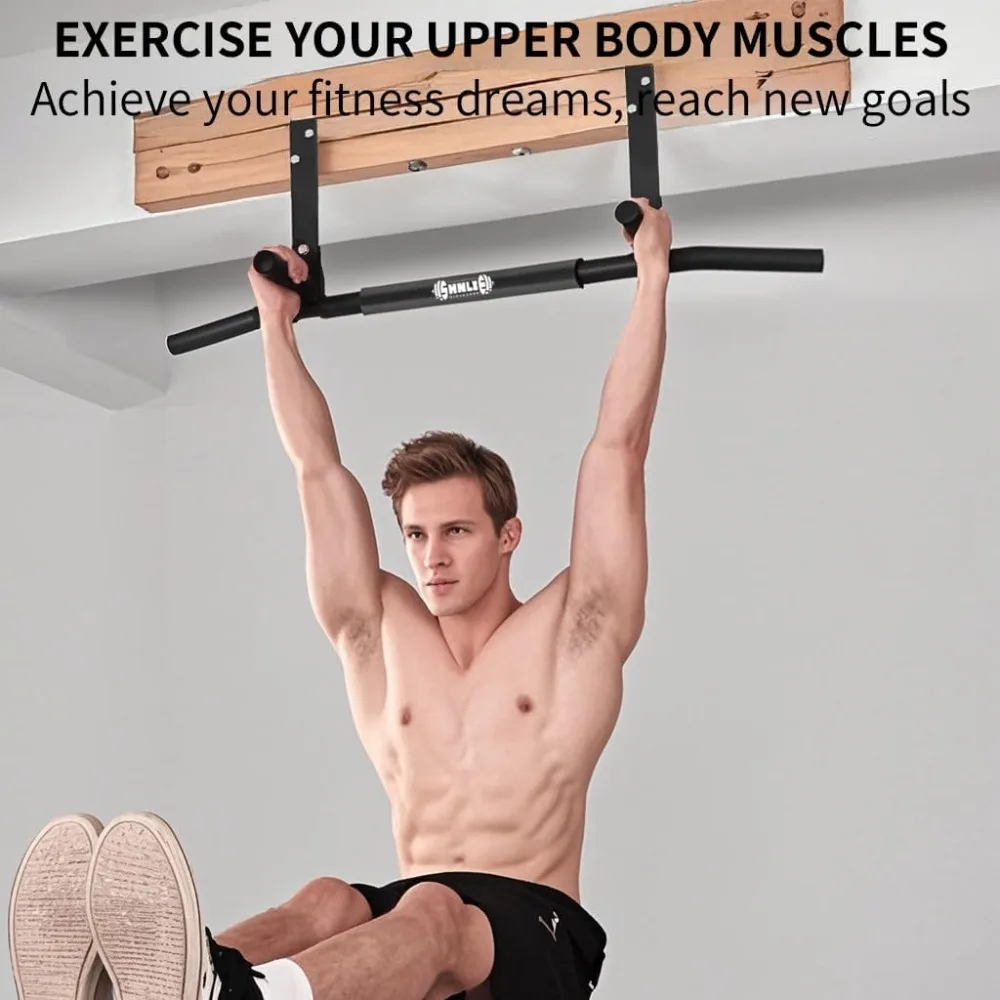 قضيب سحب مثبت على الرافعة شديد التحمل، قضيب ذقن بسقف عريض 42 بوصة لصالة الألعاب الرياضية المنزلية مع سهولة التركيب #3