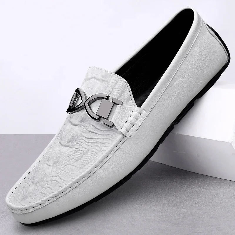 

Moccasins Crocodile Pattern Loafers Business High-End Lazy Driving Shoes British Casual Shoes Genuine Leather