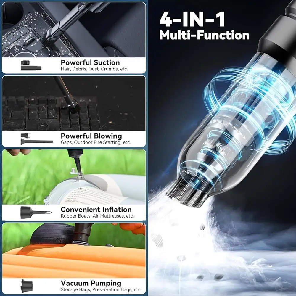 High Power Cordless Portable Car Vacuum 21000Pa 4-in-1 Handheld Mini Vacuum Rechargeable Wireless Cleaner Home Office