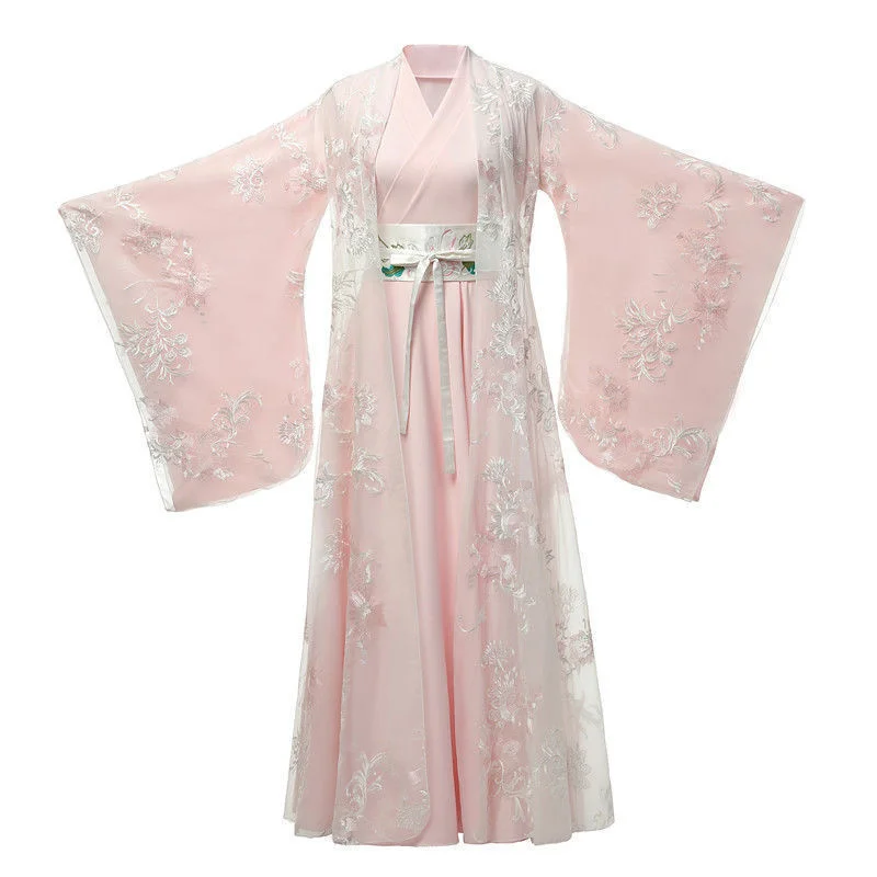 New Original Hanfu Spring Autumn Six Meter Pendant Skirt Set Pink Fairy Hanfu Dance Dress Photography Ancient Style Sleeves