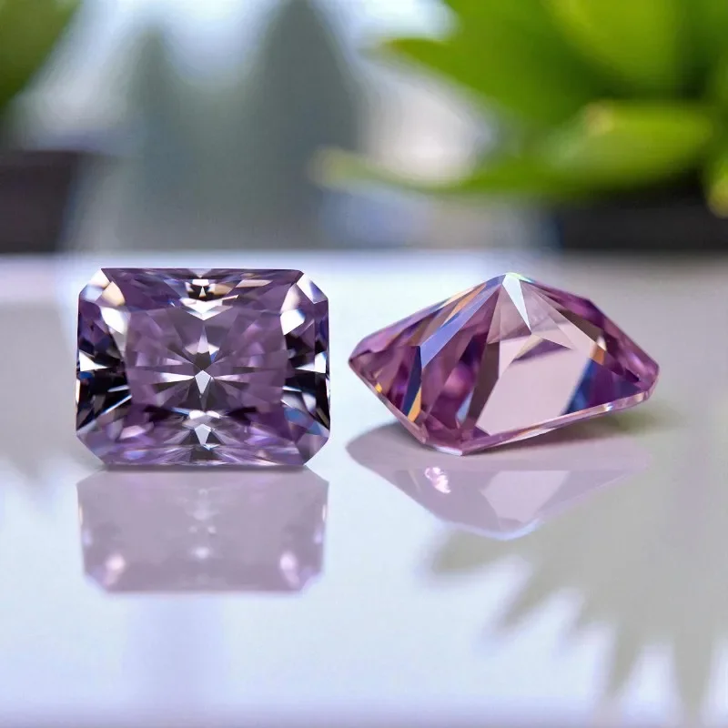 

NEW Moissanite Stone Radiant Cut Light Purple VVS1 Loose Gemstone Bead With GRA Certificate Pass Diamond Tester For Jewelry Maki