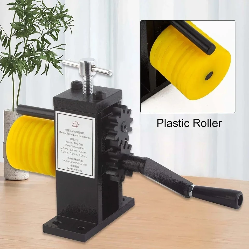 EE Auble Hand Cranked Jewelry Bender Machine Steel Roller For Ring Bangle Earring Making, Manual Bracelet Bending Tool