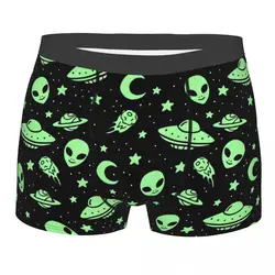 Custom Green Alien UFO Moon Boxers Shorts Men's Briefs Underwear Sexy Underpants