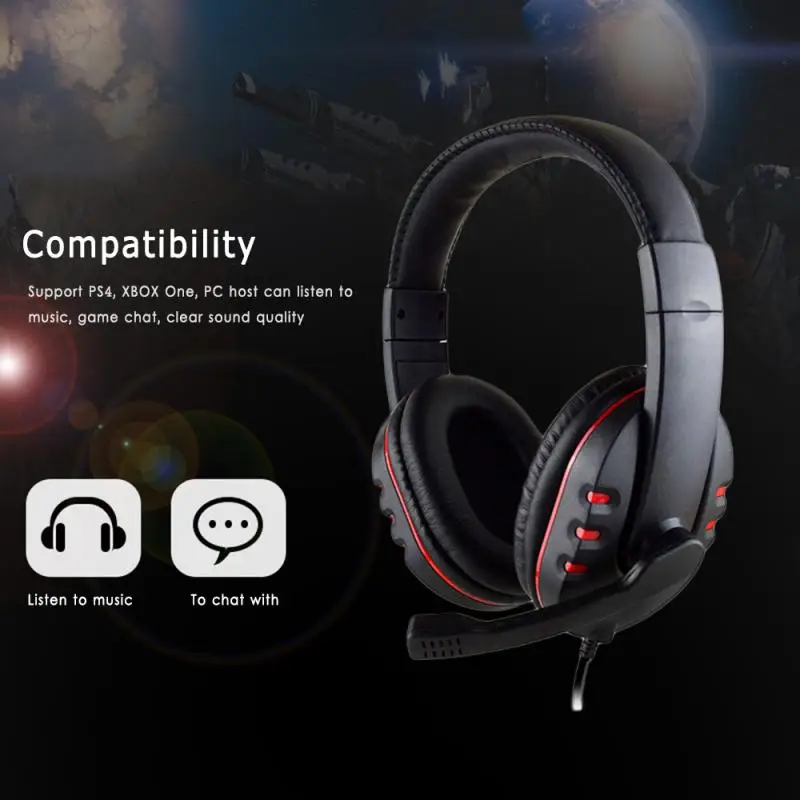 Headphones 3.5mm Wired Gaming Headset Earphones Music For Play Station 4 Game PC Chat computer With Microphone