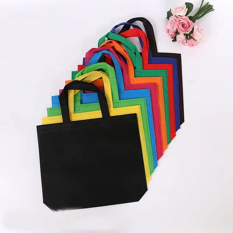 

20 Pcs Custom Printed Logo Non-Woven Gift Bags with Hand Handle Eco-Friendly Fashion Shopping Storage Bags for Promotions