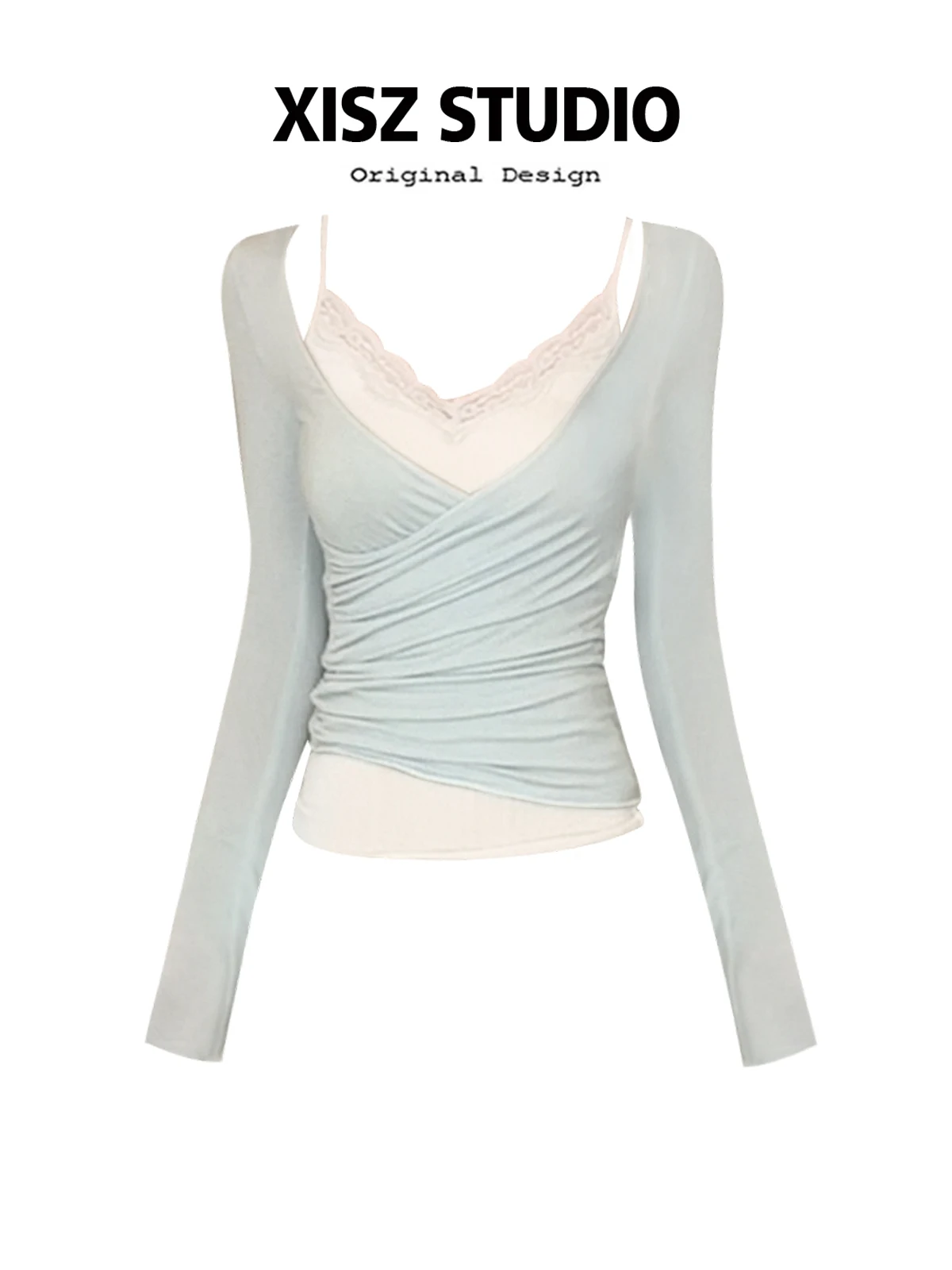 

Женская футболка из двух предметов в стиле Харадзюку, корейская футболка Y2k, эстетичная винтажная футболка 90-х годов с длинными рукавами в стиле пэчворк, одежда 2000-х годов