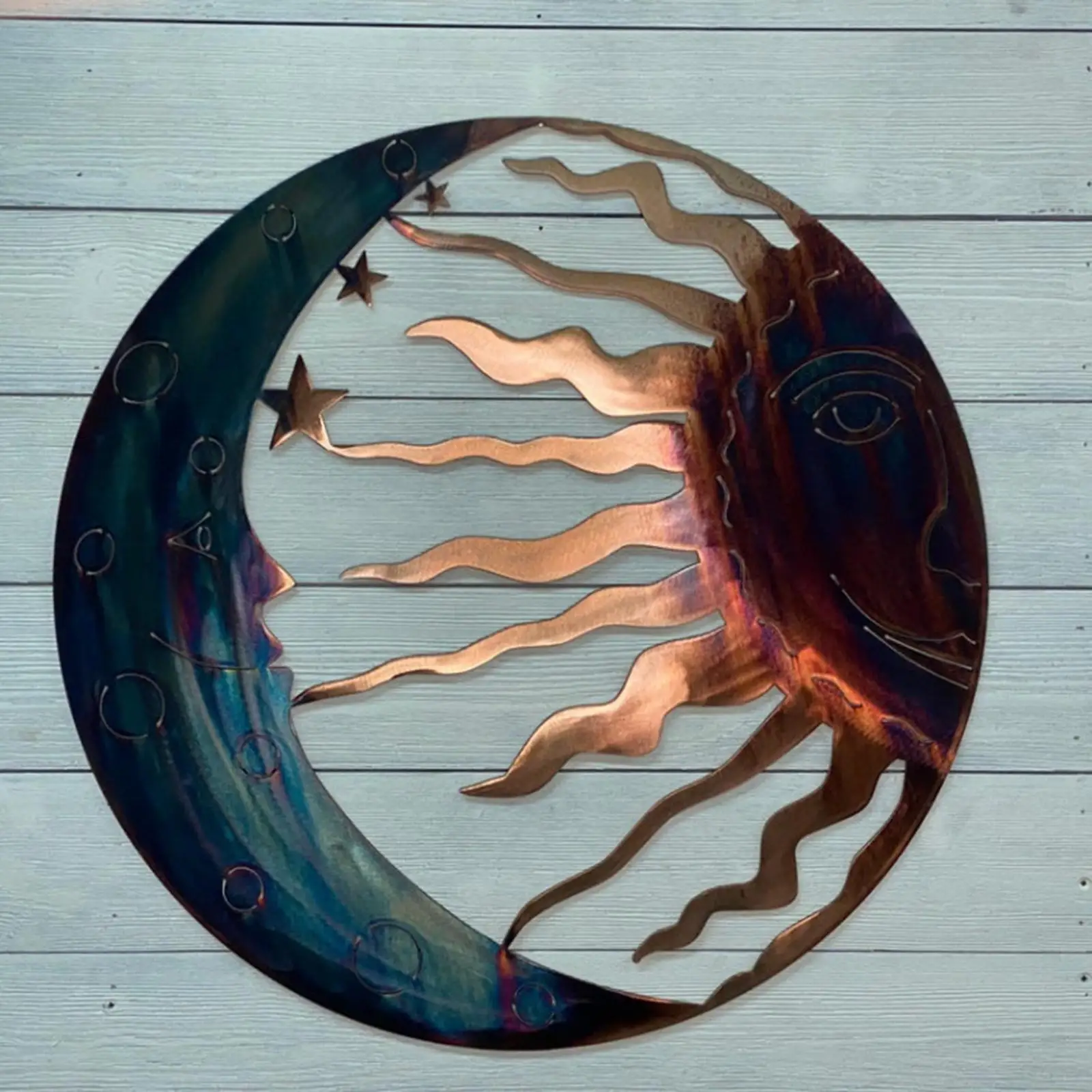 Słońce i księżyc dekoracje ścienne słońce księżyc ściana wisząca Metal Art Deco ściana ogrodu sztuka do sypialni kryty płot dekoracja na zewnątrz
