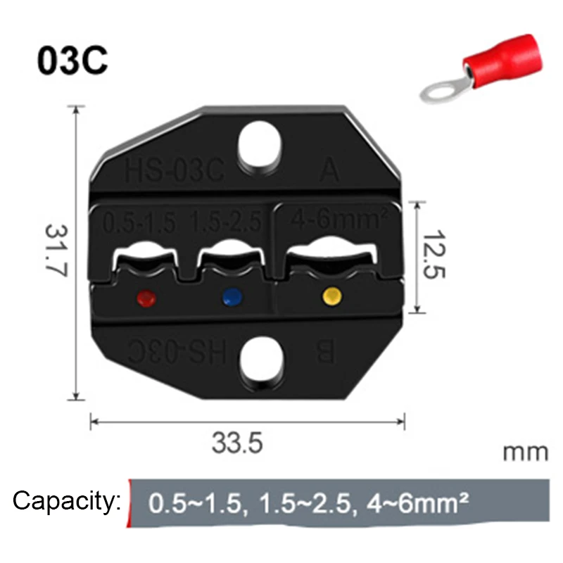 HS Crimp Plier Jaws Pliers Dies for 230mm Pliers Plug Tube Non-insulated Coaxial Cable Lugs MC4 Terminal HS-03B/2546B/05H/30C