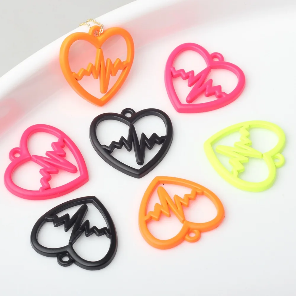 

10pcs/pack Simple Alloy ECG Heart Shaped Small Pendant DIY Bracelets Necklaces Jewelry Accessories