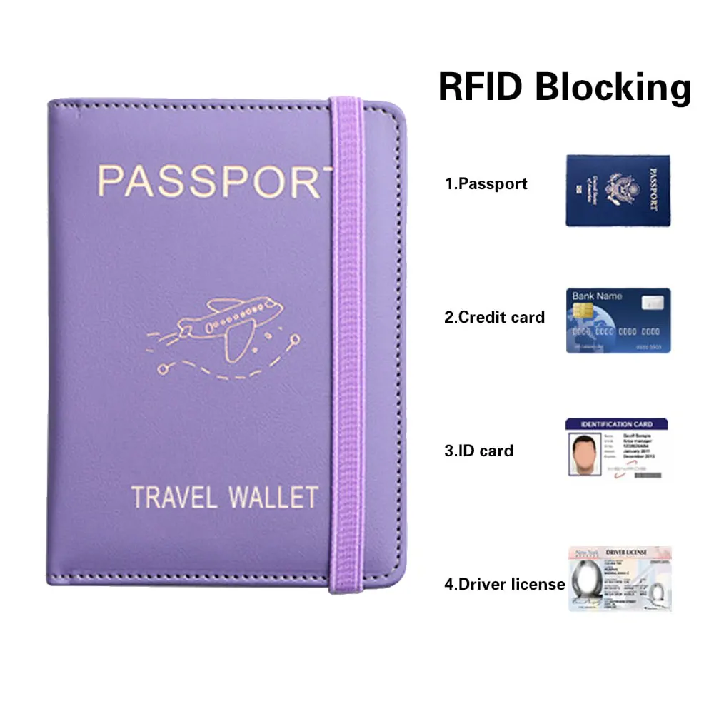 Personalize Name Slim Passport Cover Holder Case Multi-Cards Slot Pu Leather Travel Accessories RFID Travel Wallet Pocket