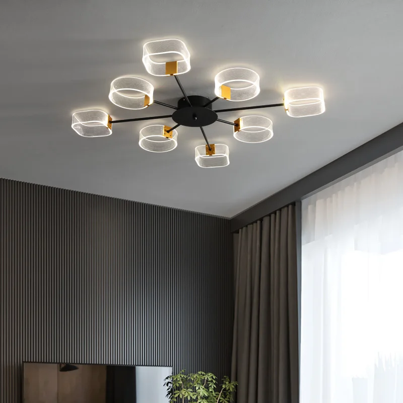 

Nordic Industrial Style Ceiling Lamp Indoor Creative Iron Black Chandelier Parlor Dining Bedroom Acrylic Modern Ceiling Lights