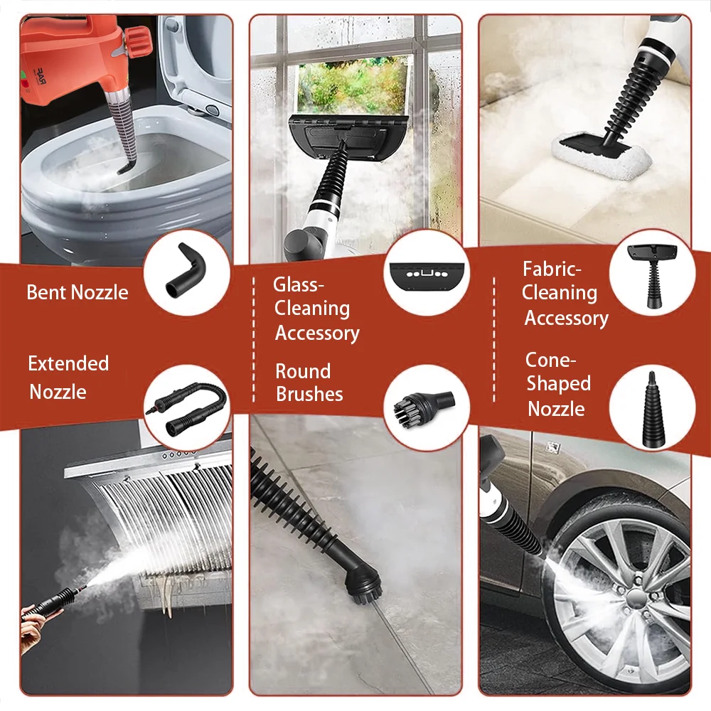 Handheld Steam Cleaner Multi-Purpos High Temperature Pressurized Steam Cleaning Machine with 9PCS Accessory for Home Kitchen Car