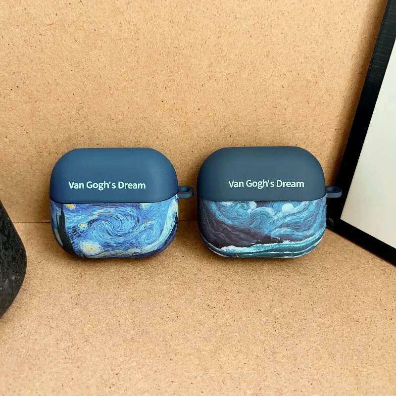 

For Samsung Galaxy Buds 4/4 Pro Starry sky oil painting Crystal Stickers Earphone case For Buds 3Pro Protective Cover With Hook