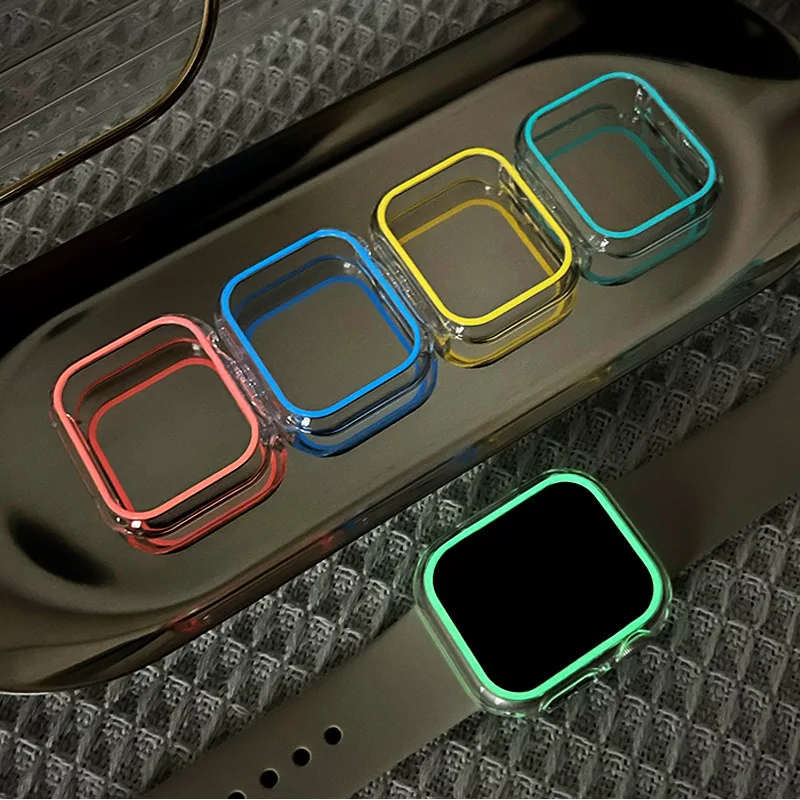 PC Hard Shell Transparent Hollow Luminous Frame Case Watch Cover For Apple IWatch