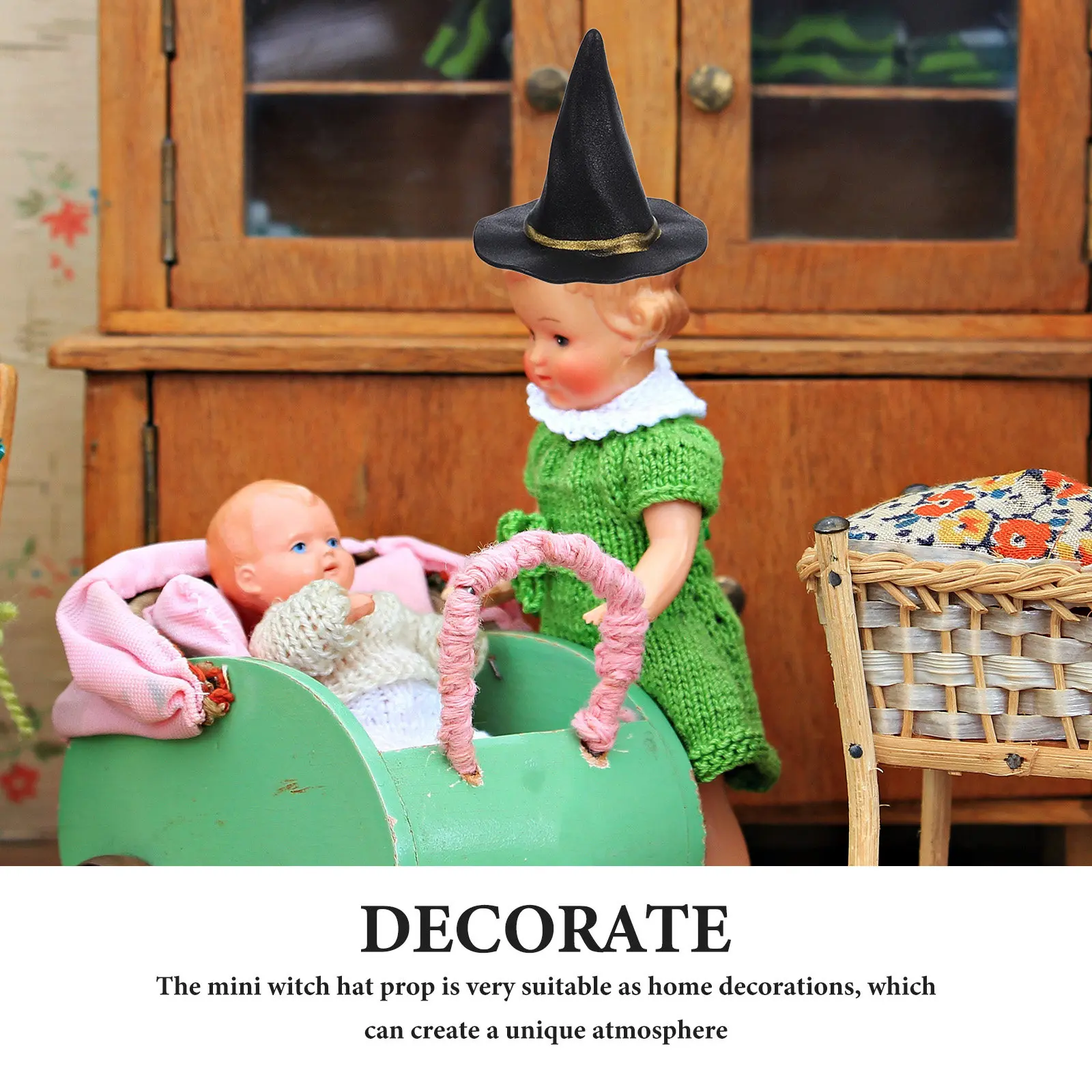 20Pcs Mini Witch Hat Decorations Simple Lovely Halloween Party Cake Toppers Small Witch Hats for DIY Craft and Photo