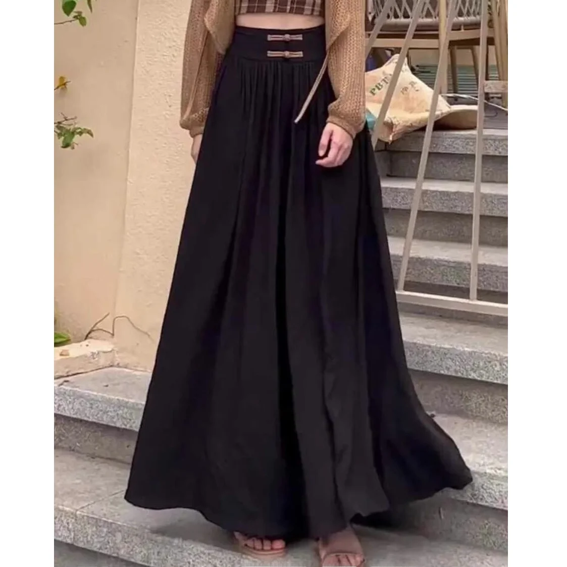 New Chinese Style Ice Silk Satin Wide Leg Pants Women's Summer Thin Small Size Draping Loose Floating Pants Casual Commute Style