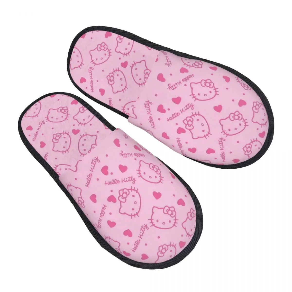 

Зимние домашние тапочки розового цвета с героями мультфильмов «Hello Kitty», домашние меховые тапочки, домашние уютные нескользящие шлепанцы