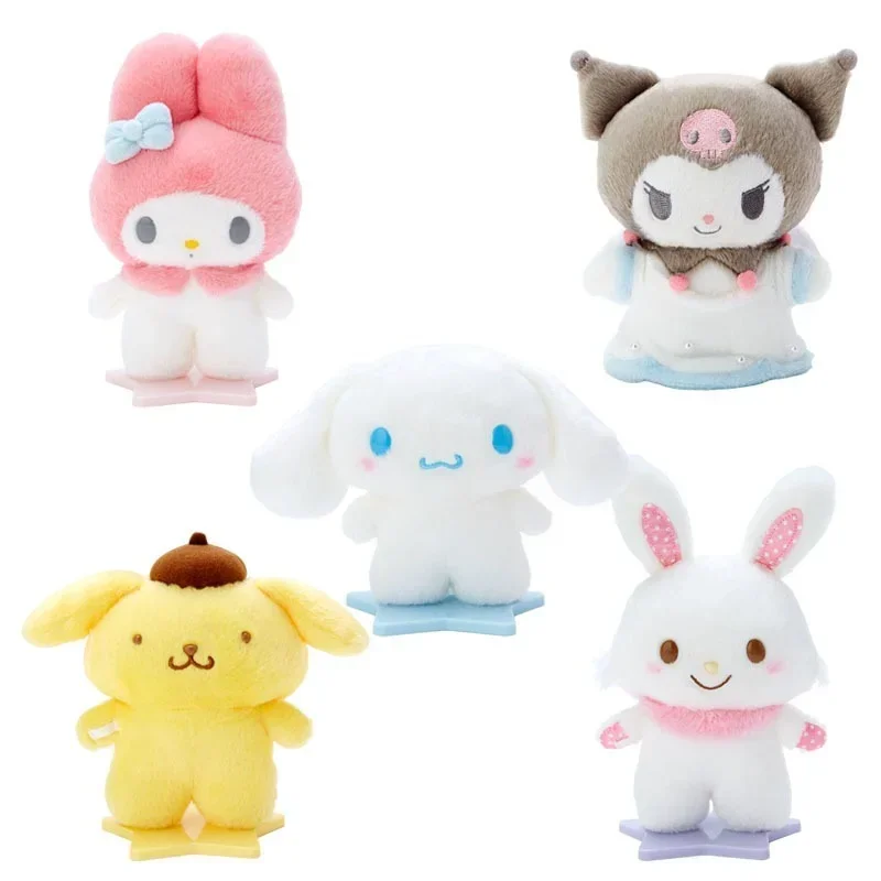 Anime Kawaii My Melody Cinnamoroll Purin Dog Kuromi Stand peluche modello giocattoli bambola carino in piedi postura giocattolo bambini compleanno