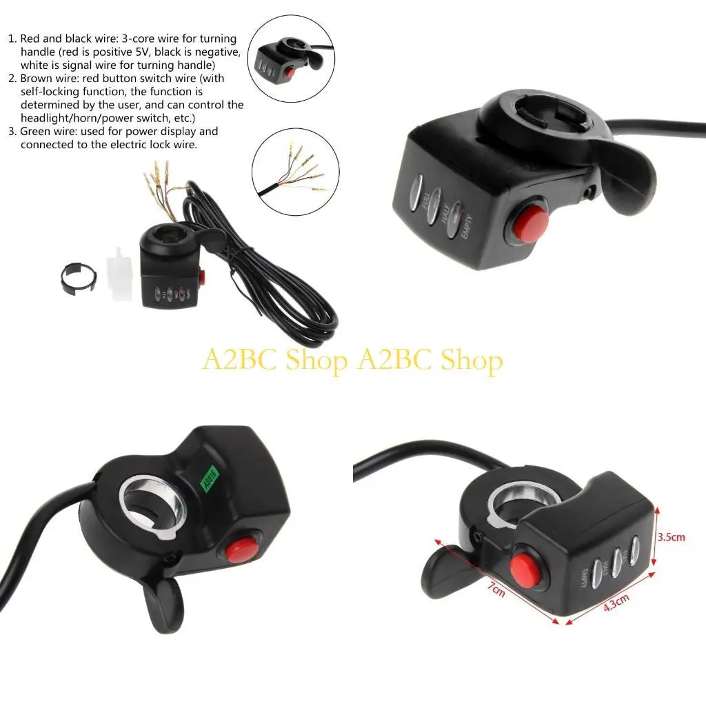 

A2BC E-Bicycle Thumb Handle Bar Grips Gas Twist Throttle Invisible Speed Controller