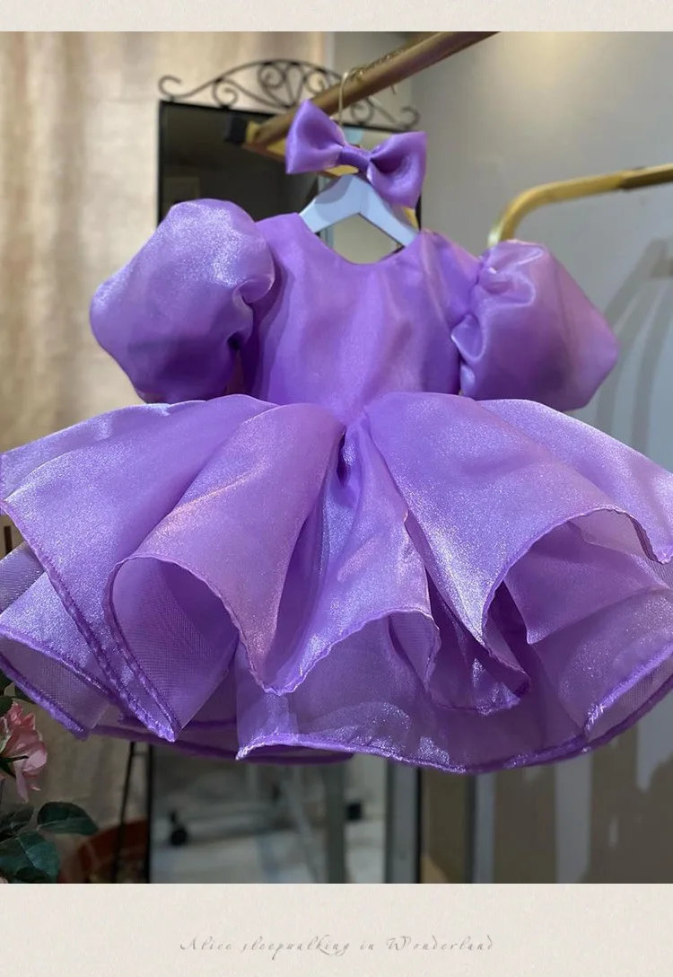 

Purple Princess Costume Girl Dress for Kids Eid Puffy Sleeve Princess Baby girls Birthday Pageant Party Ball Gown evening dress
