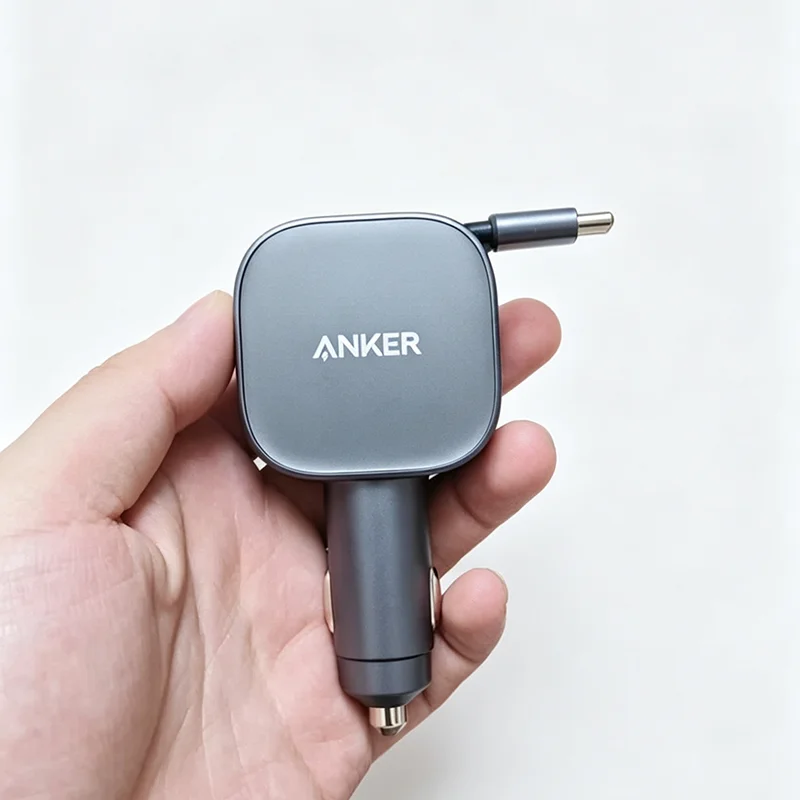 Anker USB-C Car Charger with Built-in Retractable USB-C Cable 75W Max Ultra-Compact Type-C Fast Car Charger for iPhone Series