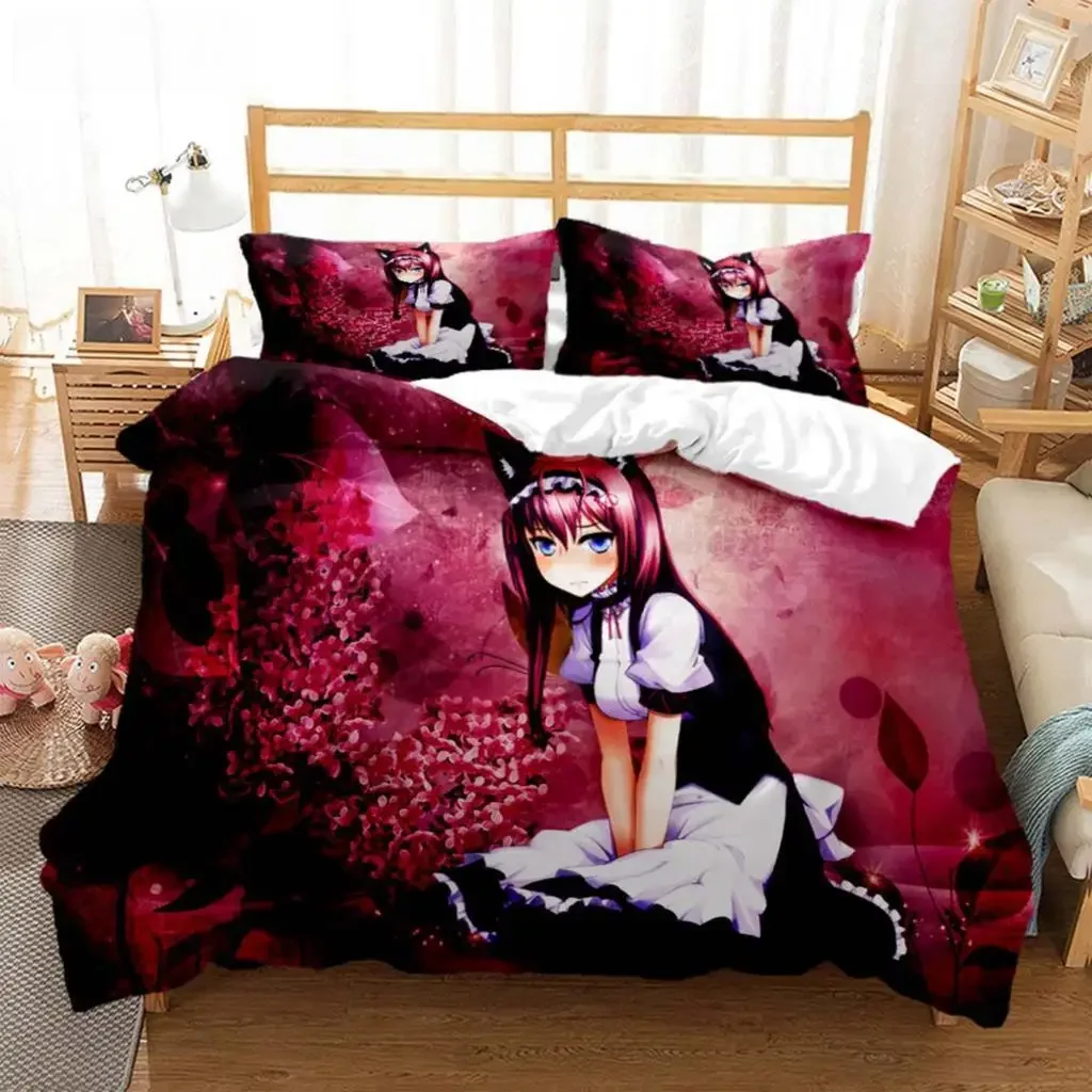 Steins;Gate Bedding Set Single Twin Full Queen King Size Bed Set Adult Kid Bedroom Duvet Cover Sets 3D Print Anime Bed Sheet Set