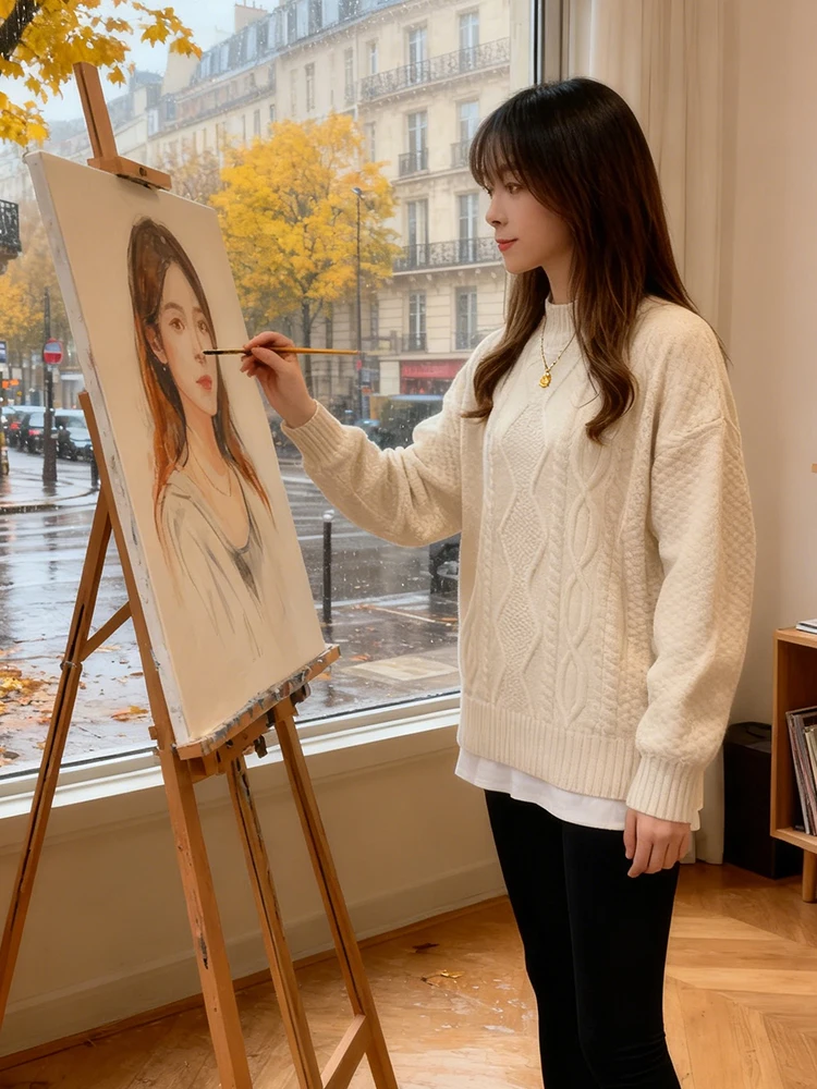 Koreanische Sle Trendy Herbst Neue Lose Mid-Länge Gespleißt Pullover frauen Faion Streetwear Komfortable Lange Sve runde Ne