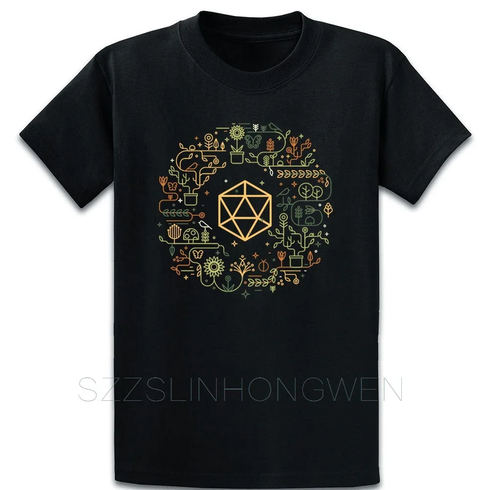 Polyhedral D20 Dice Nature Druid Tabletop Rpg T Shirt Fit Print Breathable Trend Letters O Neck Cotton Summer Style Shirt