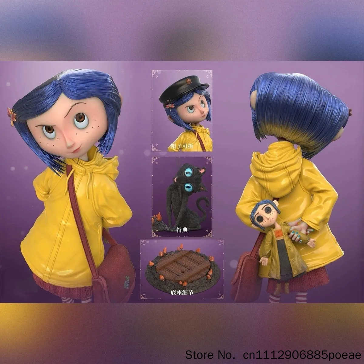 Coraline Movie Merch Figurine Ornament Q Version Cartoon Desktop Decoration Fan Gift Collectible Doll Model view 3