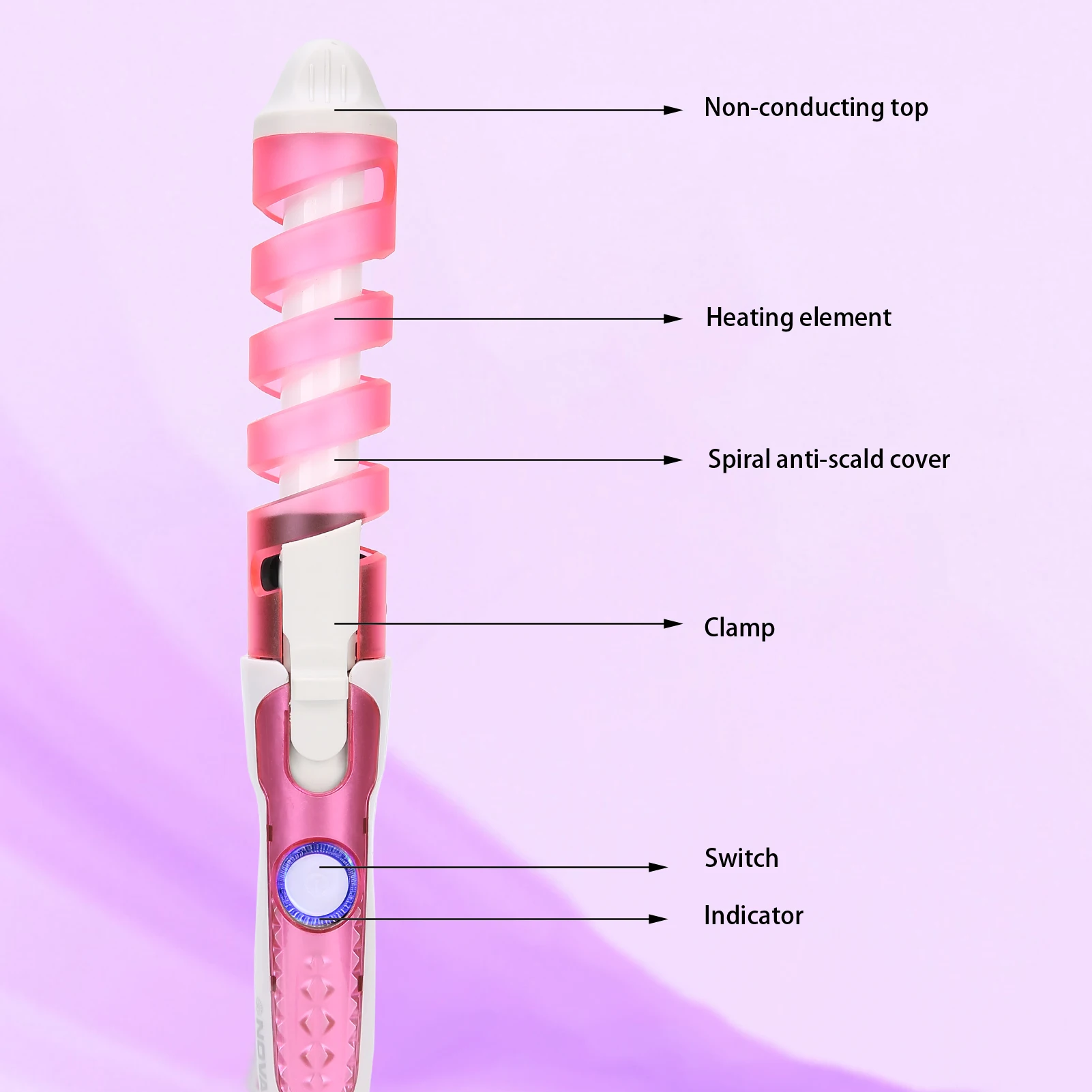 110‑240V Electric Hair Curler Electric Hair Curling Wand Spiral Hair Curler Curling Iron Hairstyling Tools Spiral Curling Wand 6