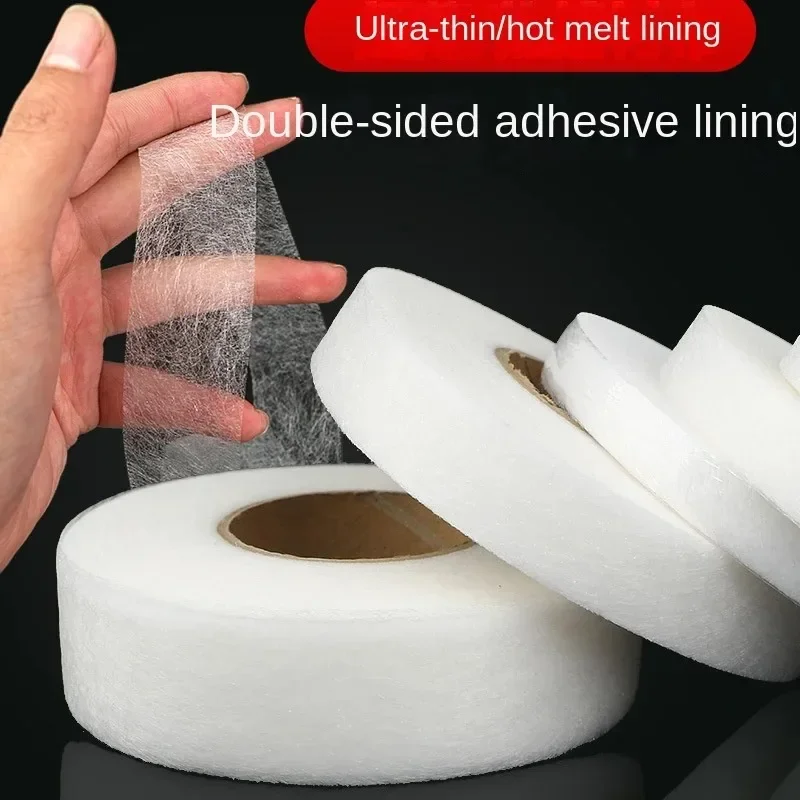 64M Roll Non-woven Double-side Interlining Adhesive Fabric Cloth Apparel Iron On Hem Tape Edge Shorten Pants DIY Sewing Tool