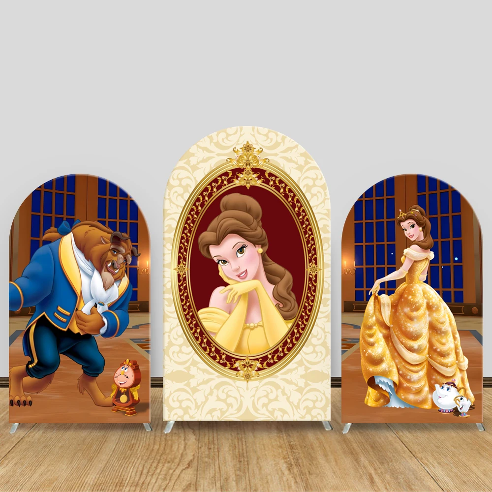 

TB Beauty and the beast Arch Background Disney princess Theme Cover Photo Backdrop Custom Baby Shower Girl Birthady Party Decor