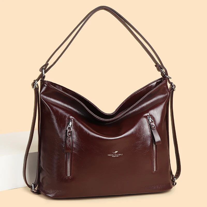 2025 Vintage Women Shoulder Crossbody Bag Female Brand Casual Big Totes High Quality PU Leather Ladies Hobo Messenger Bag Sac