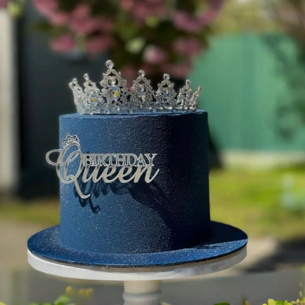 私の女王誕生日パーティーケーキトッパー装飾ゴールドアクリル女性ハッピーバースデーケーキトッパーベーキング用品ベビーシャワーギフト