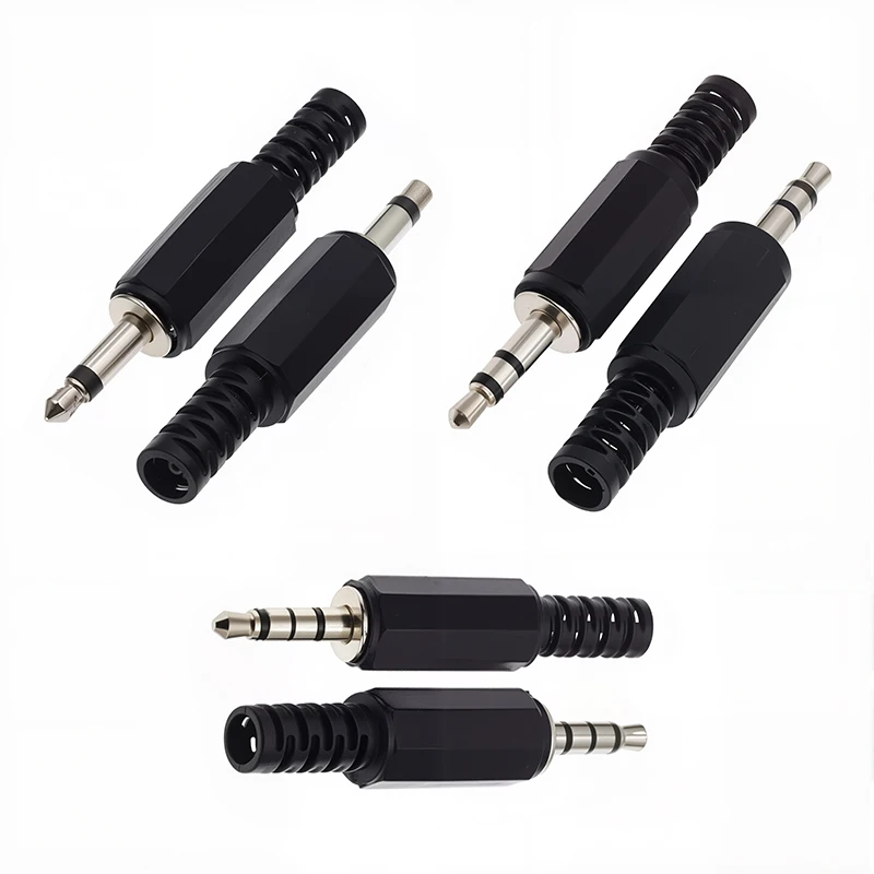 5pcs 2/3/4 Section Adapter Connectors 3.5mm Single Double Channel Stereo Audio Male Plug