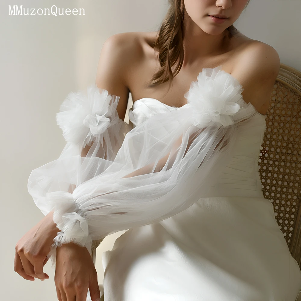 

TOPQUEEN White 3d Pleated Flower Gloves For Brides, White Cream White Elastic Women'S Wedding Accessories Mm25