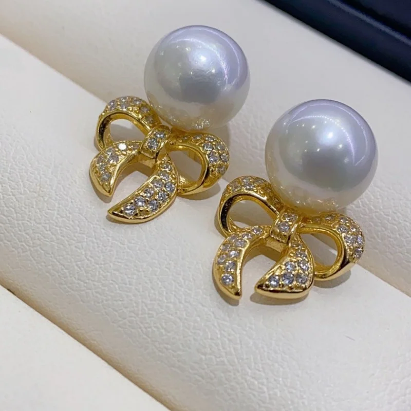 

SGARIT Original Design 925 Silver Edison Pearl 9-10mm Jewelry Earrings for Party Gift Bowknot