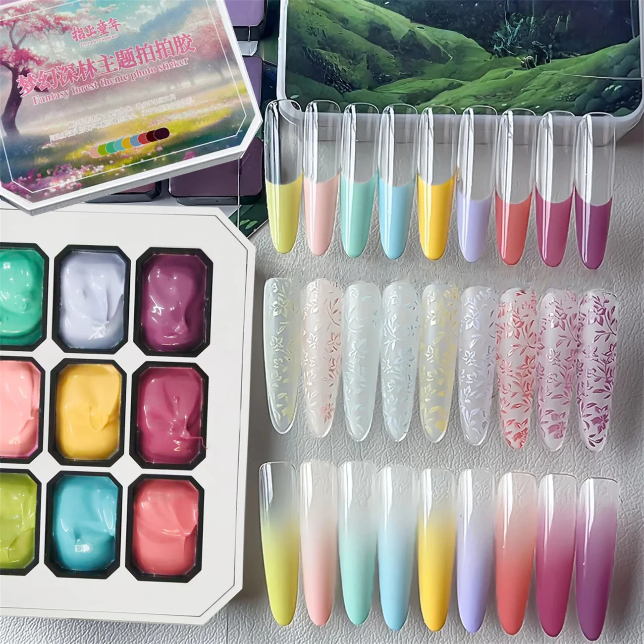 1 Satz/2 Stück Solid Patting Gel Nagellack Kunst Dopamin Makaron grün braun gelb UV & LED Farbkleber Hand Fuß Kunst Design 1 Stück Pinsel