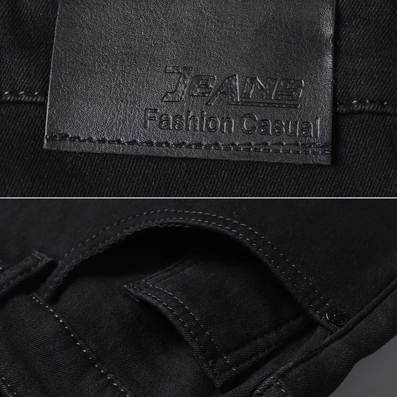 الرجال صوف مبطن مستقيم الجينز الذكور شتاء دافئ الدنيم السراويل مرونة مريحة عارضة فضفاض سميكة السراويل #6