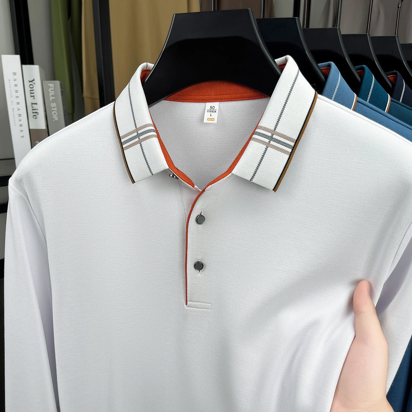 

High quality silk long sleeve polo shirt men comfortable casual 2025spring autumn trendy striped Korean style new lapel T-shirt