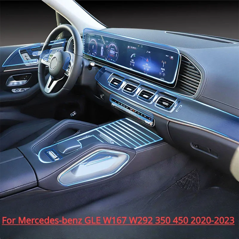 

Для Mercedes Benz W167 GLE W292 2020-2023 салон автомобиля, центральная консоль, прозрачная защитная пленка из ТПУ, аксессуары против царапин